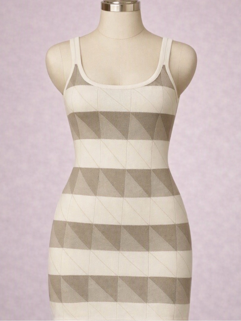 Bebe Y2K Striped Geometric Sleeveless Mini Dress